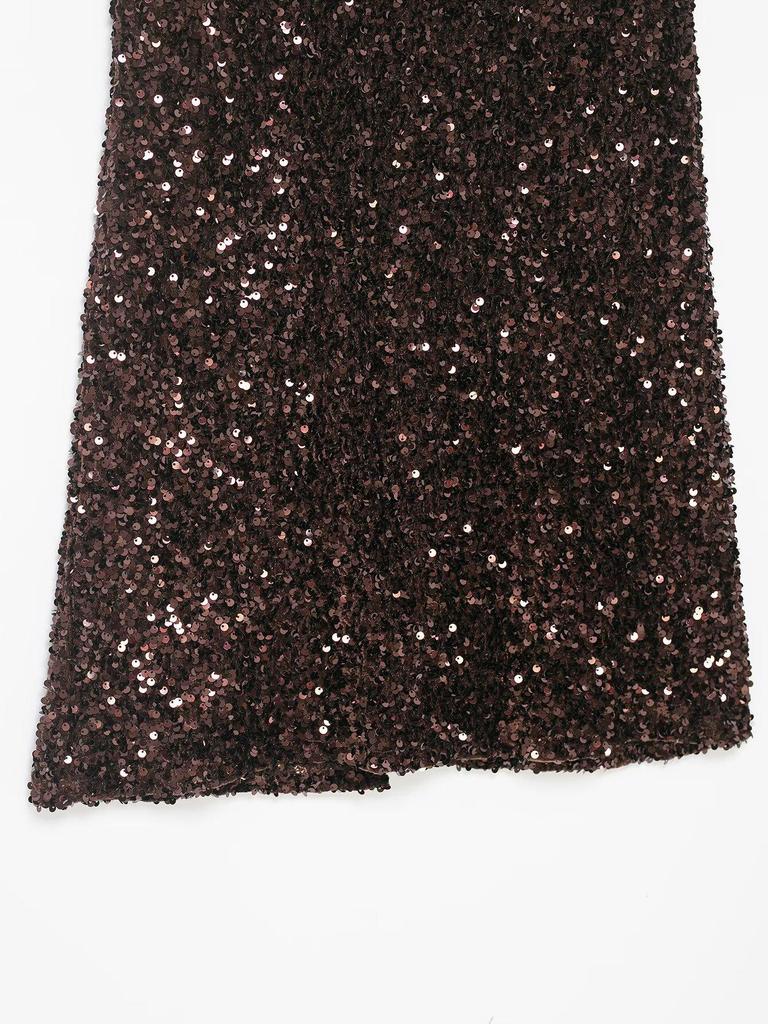 Autumn 2025 European Style Women's Sequin Embellished Midi Skirt 7019