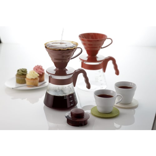 HARIO V60 Coffee Server (Set of 2), Drip Coffee Server (1-4 Cups), Brown, VCSD-02CBR