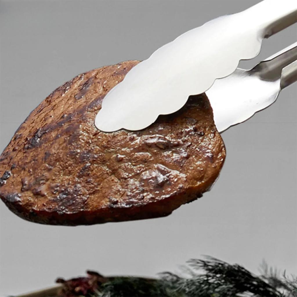 Stainless Steel Food Tongs, Heavy Duty Kitchen Tongs with Wooden Handle for Cooking Grilling and BBQ