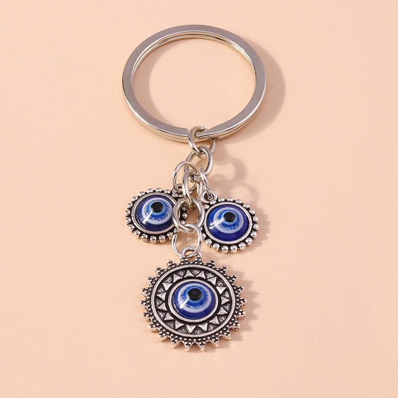 1Pc Bohemia Evil Eye Hamsa Hand Keychain for Women Men Blue Eye Sun Feather Key Ring Bag Pendant Car Key Holder Rings Wholesale
