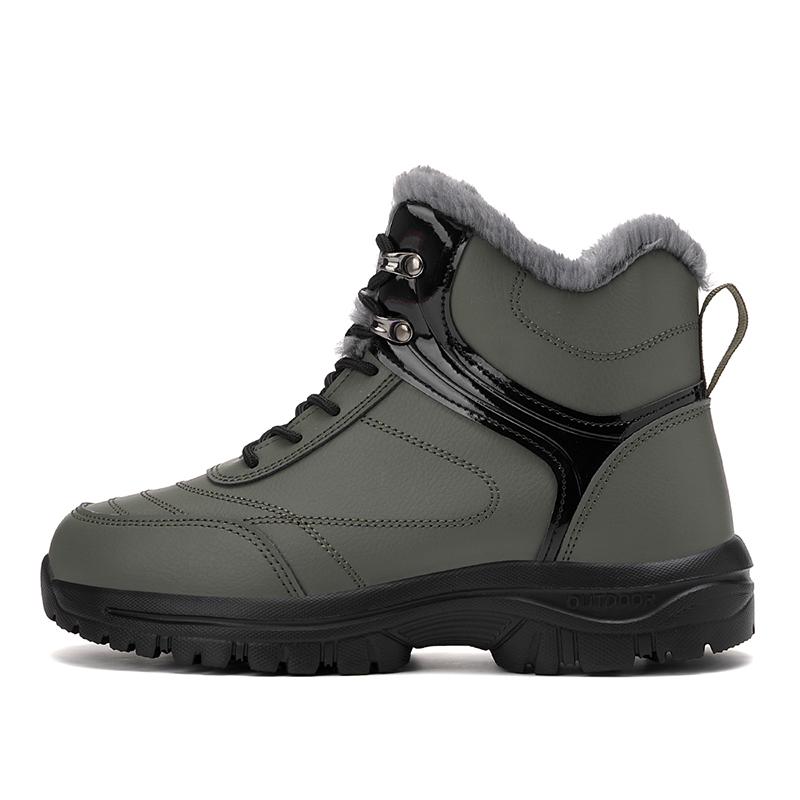 TUINANLE Stivali da Neve Caldi Invernali in Peluche da Uomo Impermeabili alla Caviglia Sneakers da Esterno Stivali da Lavoro Maschili Gomma Taglia Grande Nero