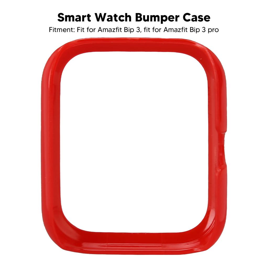 Hard Bumper Case Shockproof Watch Protective Cover Frame Replacement Accessory Fit for Amazfit Bip 3 Red