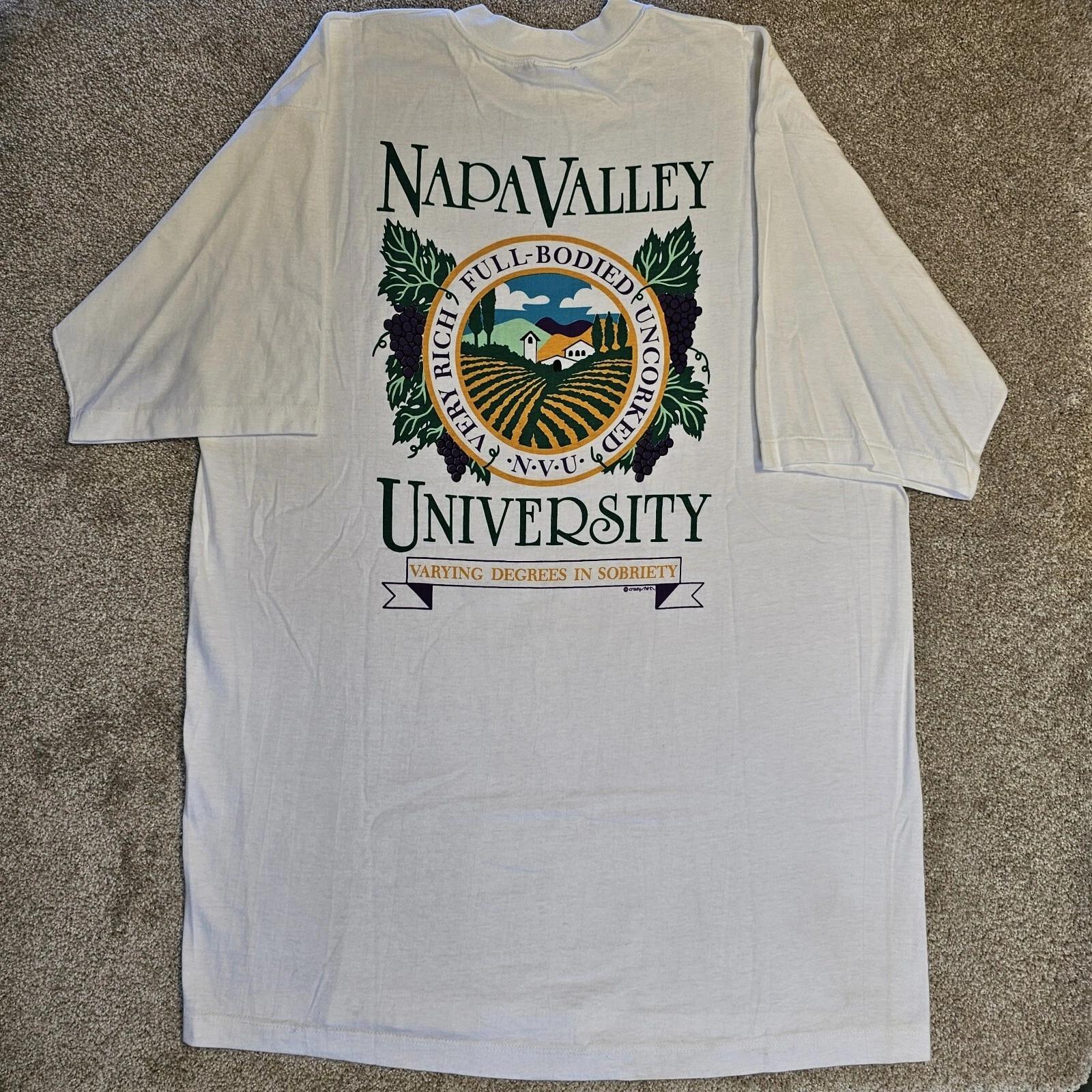 

Vintage 90s NOS Napa Valley University T-shirt Mens XL Drinking Funny Wine Irony 4XL