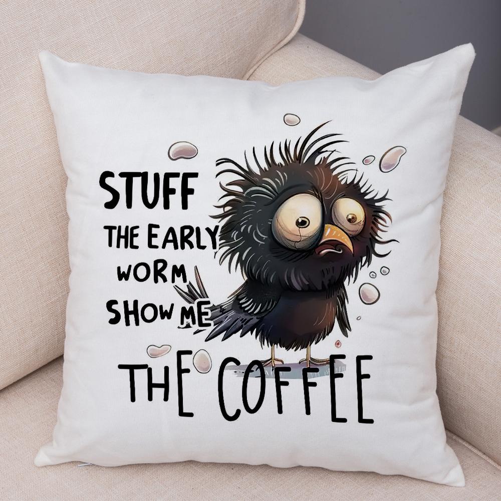 Sassy Bird Character Pillowcase Double Print Humorous Avian Design Cushion Cover Soft Plush Witty Bird Theme Pillowcase