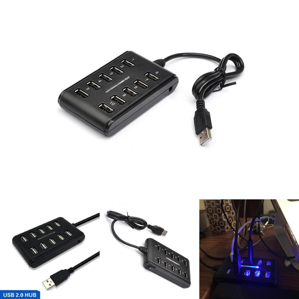 Exceptional 10 Port High Speed Extension Cable Usb 2.0 Double Row Hub Adapter For Laptop Pc