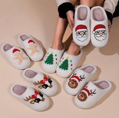 Christmas Series Cotton Slippers Gingerbread Man Elk Non-slip Warm Bag Head Indoor and Outdoor Plush Slippers