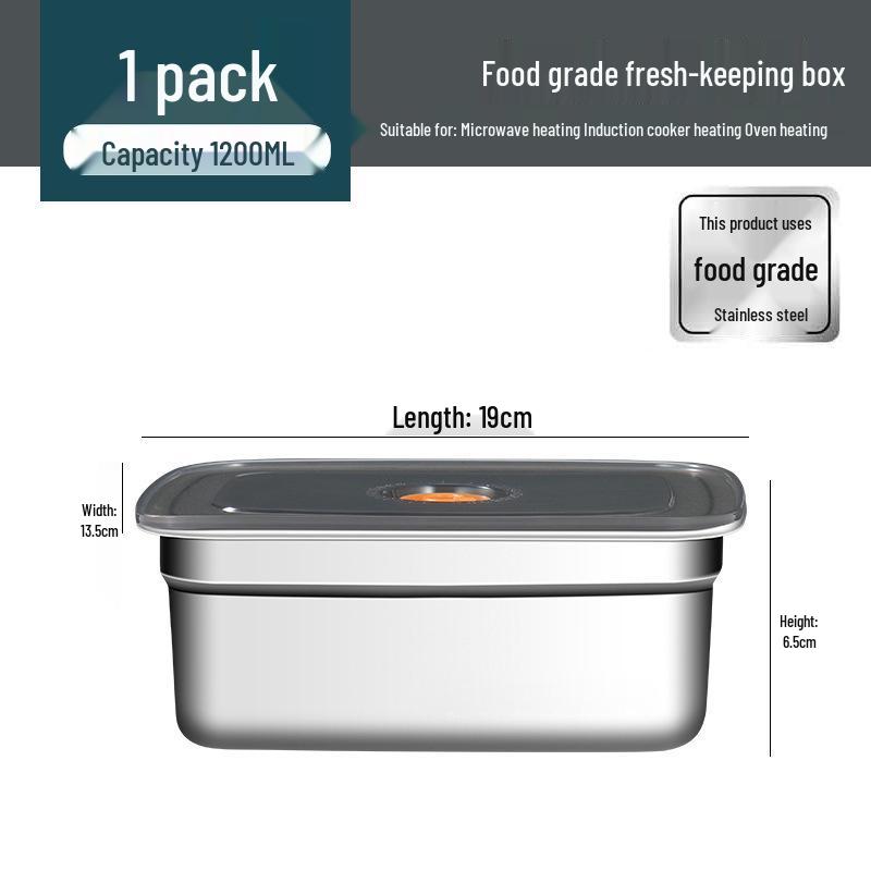 Stainless Steel Food Storage Box with Lid - Square Tray Lunch Container for Office Workers