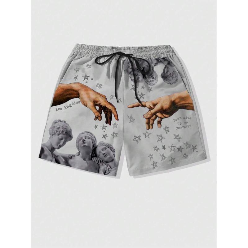 New Men's Summer Shorts Loose Luxury Shorts 3D Printing Casual Sculpture Print Harajuku Shorts Sports Quick Drying Shorts