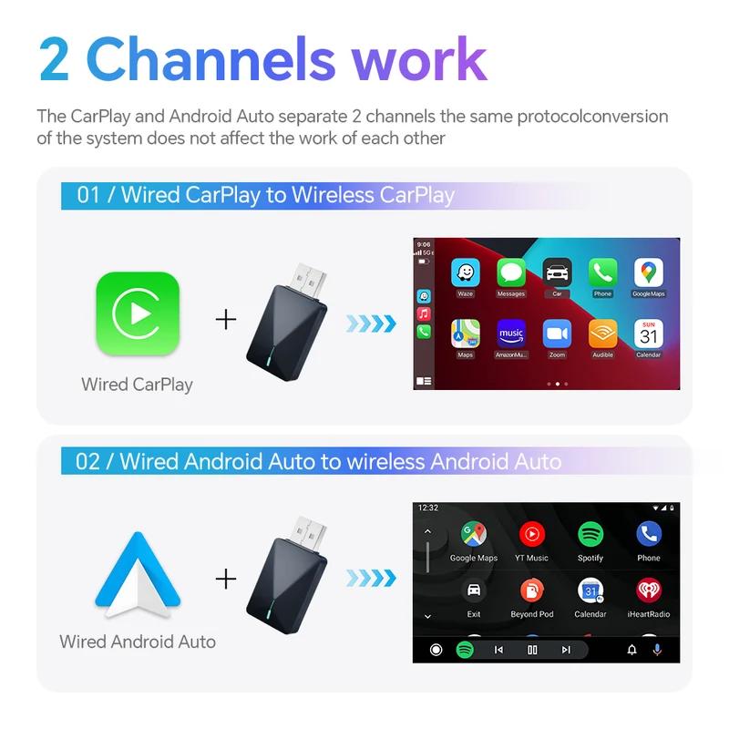 

HAOGU НОВЫЙ 2-в-1 Carplay Mini Box Android Auto беспроводной адаптер Smart Plug And Play Dongle Bluetooth WiFi Connect