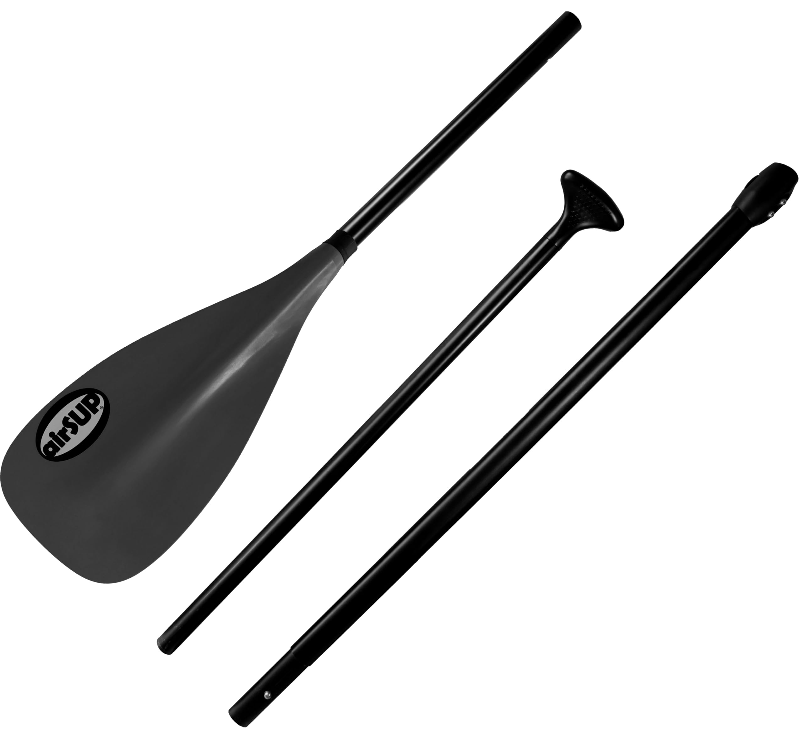 

airSUP Алюминиевое весло для SUP air Надувное Stand Up Регулируемое Нео Весло из 3 частей для паддлбордов, 165-209 см, Длина, Овальное, (черный) чёрный