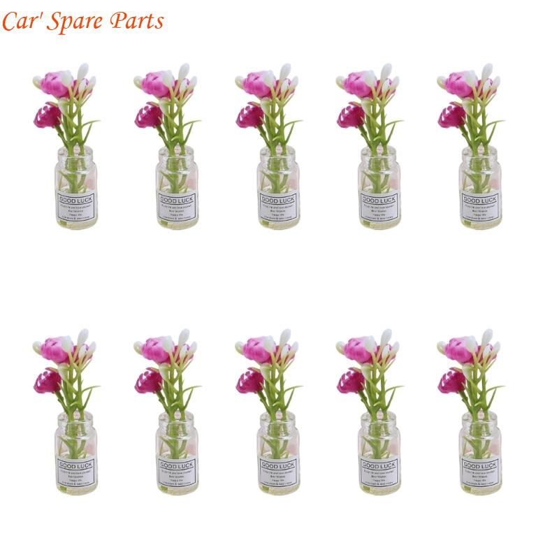 Y4UA Miniature Potted Flowers Ornament Car Dashboard Center Console Mount Greenery Decoration Glow Small Figurines Decors