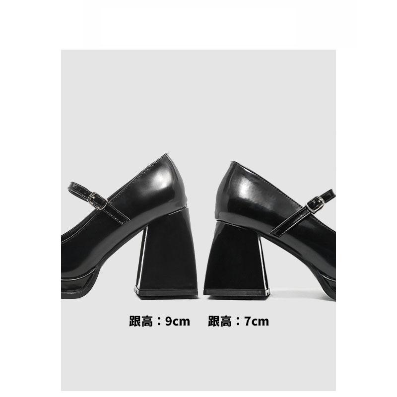 Spot thick-heeled small leather shoes heightening single shoes, new temperament leather French high-heeled Mary Jane shoes in autumn 2025