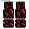 4 Pezzi Tappetini Auto Stampati con Teschio Rosa Rosso, Motivo Fresco Misterioso, Materiale Universale Resistente a Tutte le Stagioni, Protezione Interno Veicolo