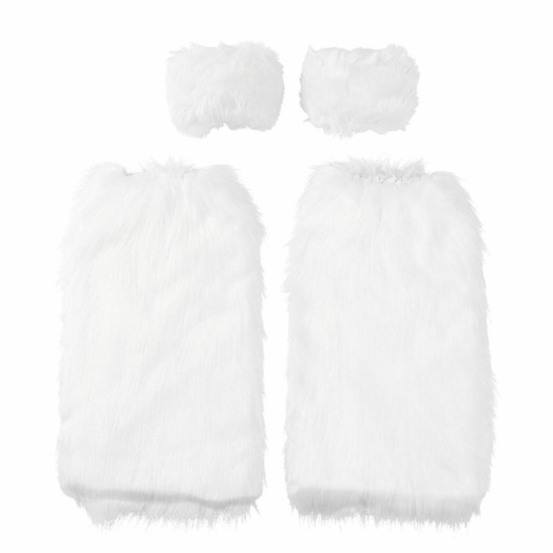 Fellimitat Manschetten Pelzige Handgelenkbänder Beinstulpen Handgelenkstulpen Wärmer Stiefelstulpen für Damen Party Cosplay Kostüme Zubehör