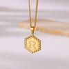 Initial Hexagon Necklaces For Women Stainless Steel A-Z Letter Hexagon Pendant Necklace Birthday Wedding Jewelry Gift