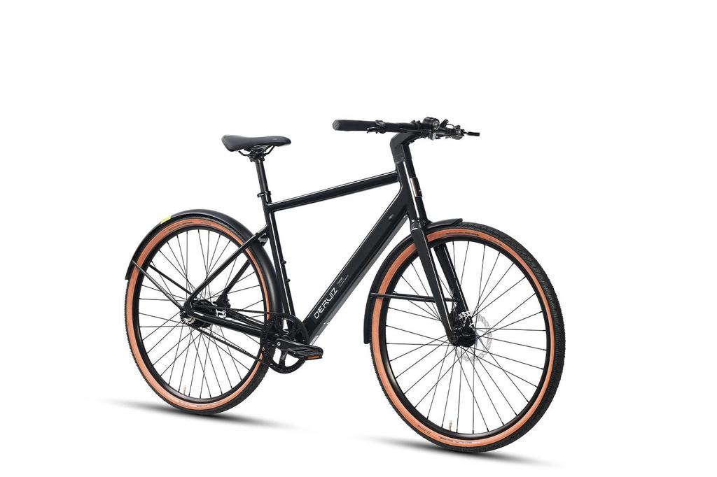 Electric Bicycle DERUIZ Turmali 28",36V 250W 35Nm,Gates Carbon Drive Belt Drive, Max Range 110Km,17.8 kg, BLACK