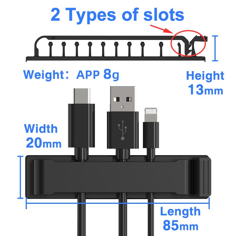 Multipurpose Self-Adhesive Buckle Nail-Free Cable Clips Plastic Cable Organizer Clips Winder Desktop Cord Management Cable Holde