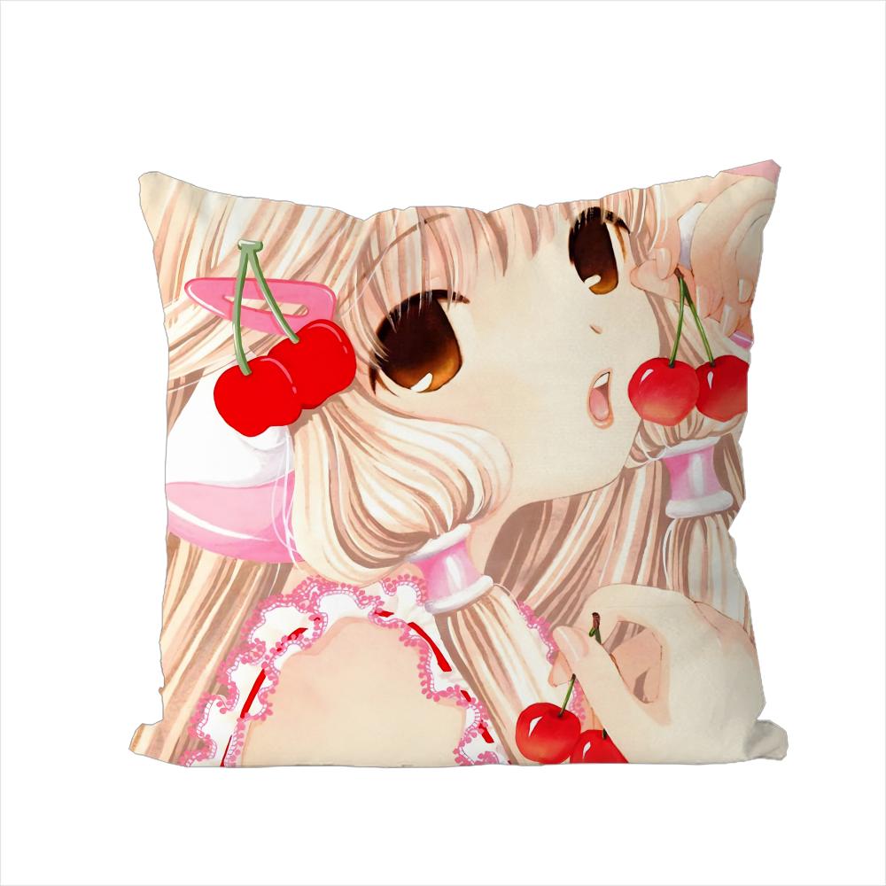 ANIME CChobits Pillow Case For Car Sofa Decorative Home Doublesided Print Plush Square Throw Pillow Cushion Cover