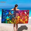 Stained Glass Mosaic Beach Towel, Colorful Geometric Pattern, Abstract Art Design, Soft Microfiber, Unique Summer Gift