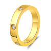 European & American 4MM Zircon Trio Tone Stainless Steel Couple Ring