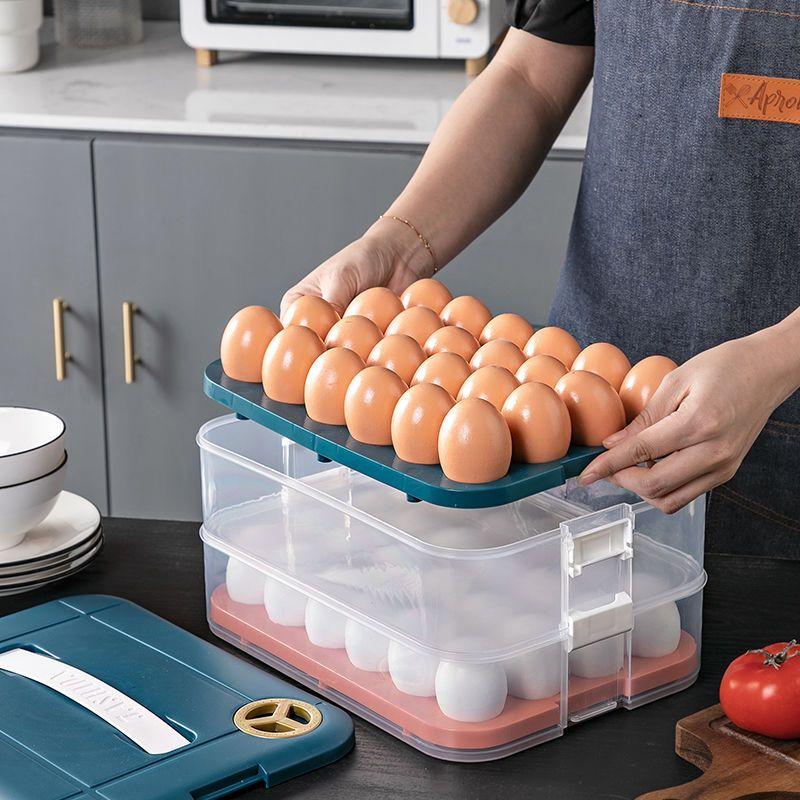 Aufbewahrung für die Küche, stapelbarer Eierhalter, Aufbewahrungsbox, automatischer Roll-Kühlschrank-Eier-Organizer, Eierablagebehälter mit großer Kapazität