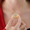 Versatile Gold Lotus Fish Pendant with White Jade O-shaped Chain Necklace for Women