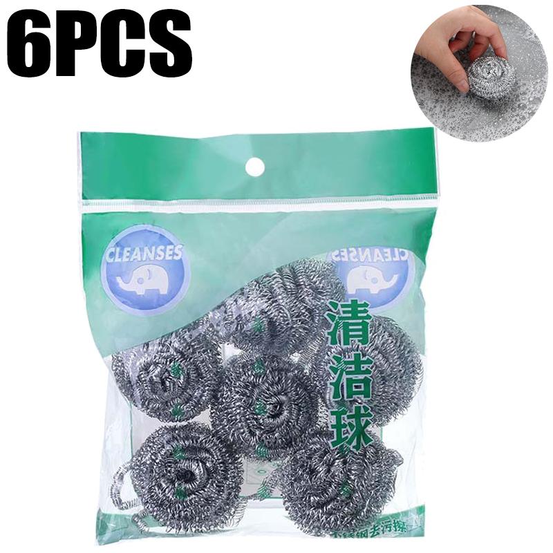 Brosses à billes de nettoyage en fil d'acier Produits de nettoyage ménagers Éponges à vaisselle avec fil Ustensiles de cuisine Élimine la rouille et les brûlures
