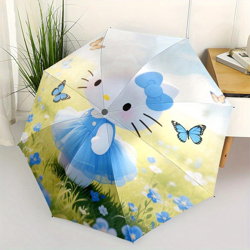 

1pc Hello Kitty in Blue Garden Umbrella with Plastic Handle,Suitable for All Seasons Home Travel Outdoor UmbrellaSanlio036