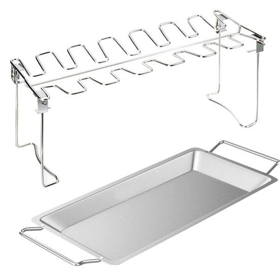 Anti-deform Stainless Steel Good Mirror Polishing Chicken Leg Wing Grill Rack with Drip Tray Roaster Rack