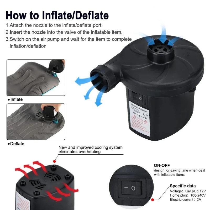 High Pressure Electric Air Pump Fast Inflation Deflation for Inflatable Boat Camping Blower Outdoor Portable Quick Inflator Pump