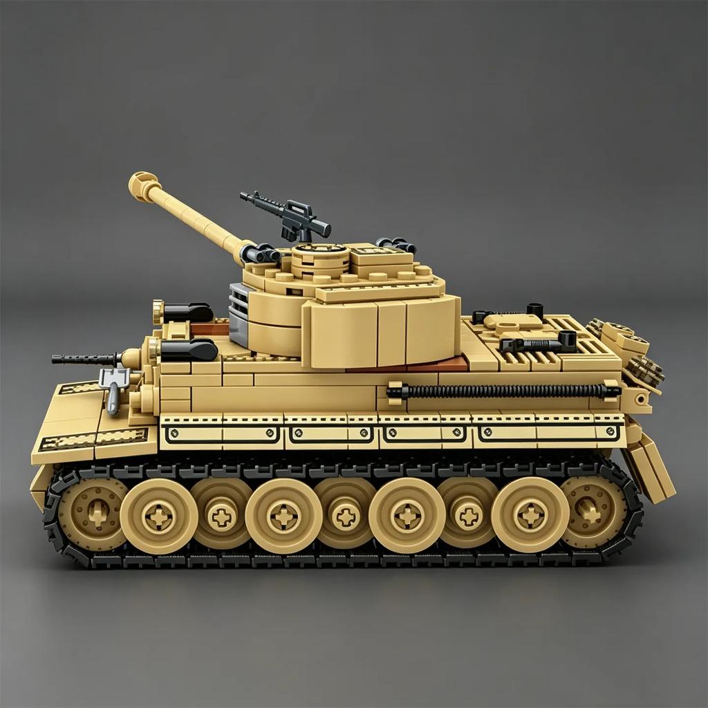 2026 New Product Figurine new Tiger E Tank Tracked Armored Vehicle Construction Set: Tiger I Tank Model, Toy
