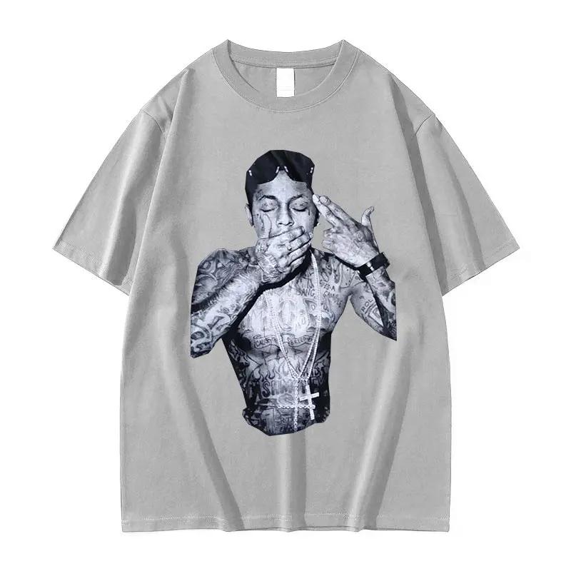 Custom Shirt Rapper Lil Wayne Print Graphic T Shirt Unisexs Cool Hip Hop Gothic Clothing Tshirts Y2k Unisex Retro Oversized Cotton T