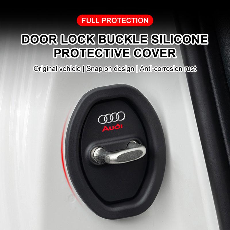 4pcs Car Door Lock Cover Silicone Protector Auto Accessory For Audi A3 A6 Q3 B5 B6 B7 B8 B9 Q7 8P 8V 8L A5 A4 C6 C5 C7 4F A1 A7 A8 Q2 Q5
