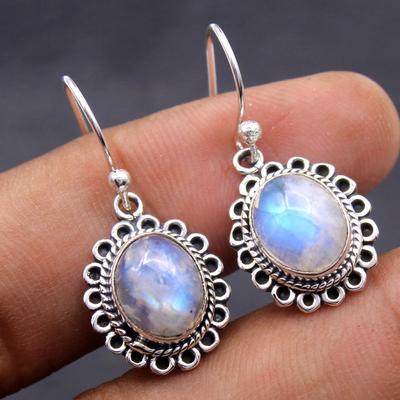 Maansteen Vrouwen Dangle Earring 100% 925 Sterling Zilver Juni Geboortesteen Sieraden