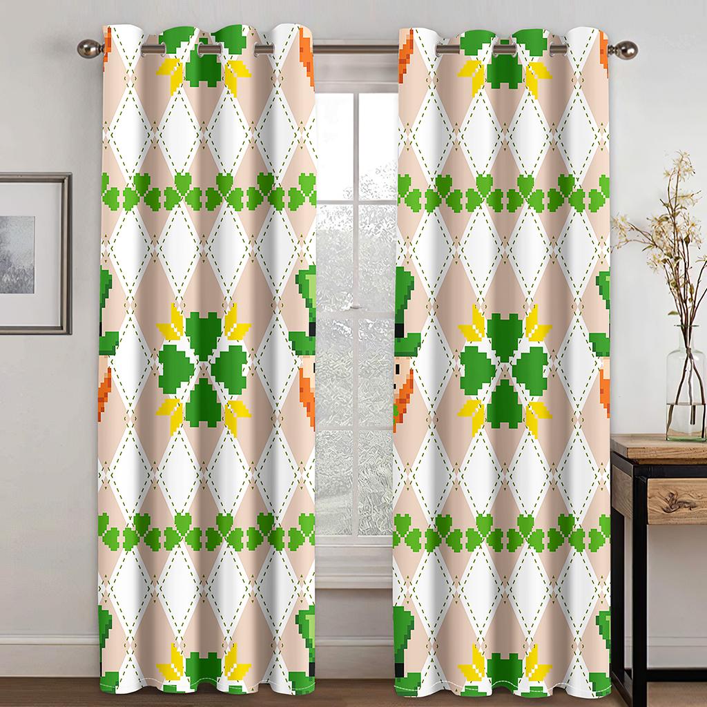 Cartoon St. St. Patrick's Day Feiertagsvorhänge für Kinder Jungen Vorhänge Wohnzimmer Schlafzimmer Fenster Grün Cortinas Heimdeko