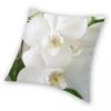 Gorgeous White Orchids Square Pillowcase Polyester Linen Velvet Pattern Zip Decor Pillow Case Car Cushion Case