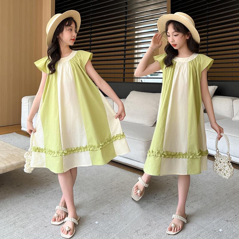 New Summer Dress for Girls, Children's Summer Internet Celebrity, Western Style Cotton Princess Dress, Girls' Thin Dress