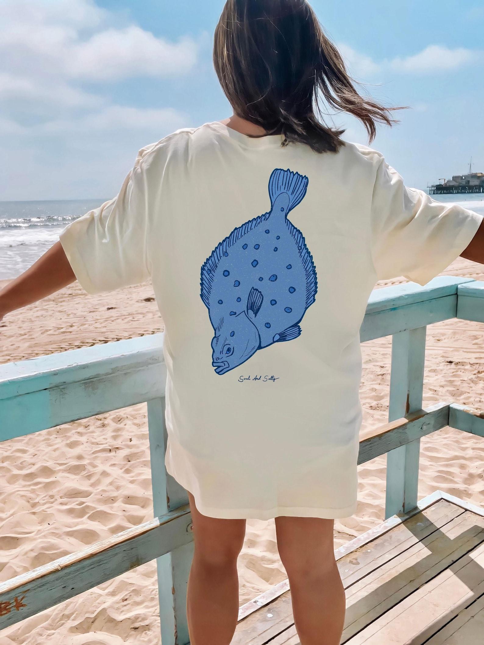 Flatfish T-Shirt, Minimal Ocean Fish Graphic Tee, Marine Life Illustration Shirt, Coastal Style Tee 3XL