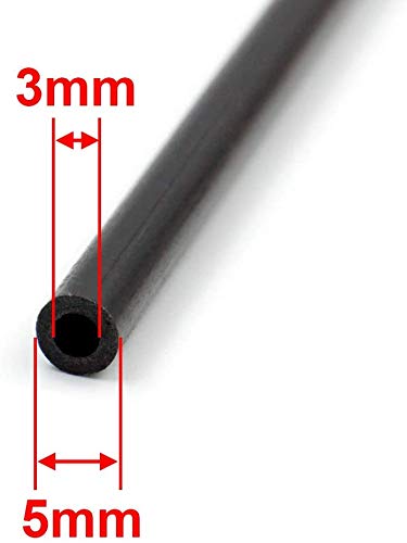 Carbon Fiber Hollow Tube, 5mm Outer Diameter X 3mm Inner Diameter X 400mm Length (Pack of 4)