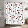 Cute Cartoon Animal Print Shower Curtains White Valentine's Day Red Hearts Teddy Bear Pattern Home Decor Bathroom Liner Shower C
