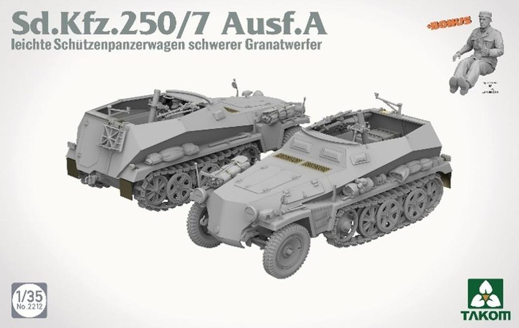 Takom Light Armored Personnel Carrier with Mortar Plastic Model Kit TKO2212 1/35 Sd.Kfz.250/7 A-type Self-Propelled -