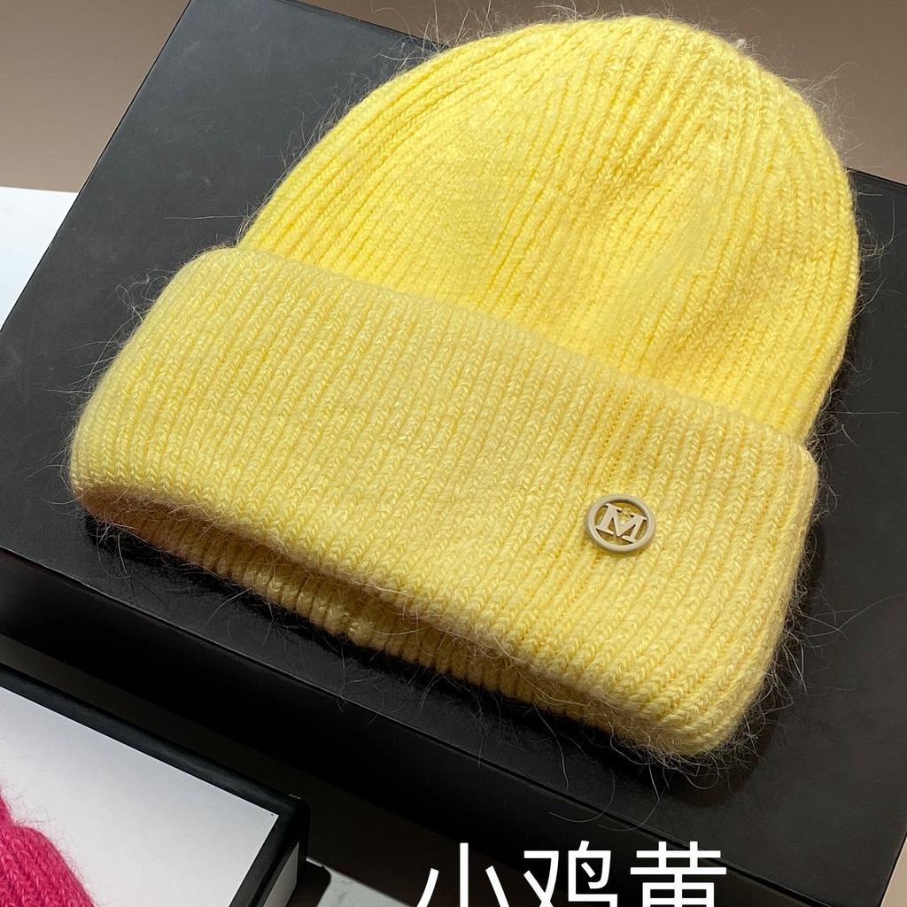 Autumn and winter new rabbit fur knitted hat fashionable soft waxy warm ear protection wool hat ins pullover hat