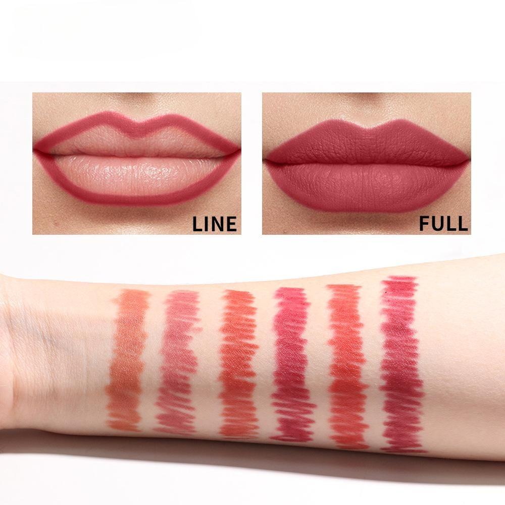 2 in 1 Matte Lip Liner, Waterproof Lip Liner Pencil, Highly Pigmented Smudgeproof Nude Pink Red Lip Liner Contouring Makeup Kit