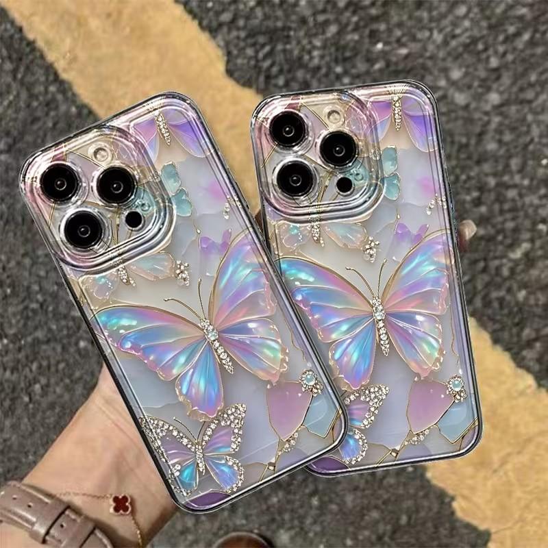 Dreamy Butterfly Pattern Clear Phone Case For iPhone 17 16 15 14 Pro Max 13 12 11 XS X XR 7 8 Plus 16e 17 Air Cute Soft Cover
