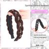 Rhinestone Fishtail Braid Headband Wig for Women's Realistic Hair Volume Increase