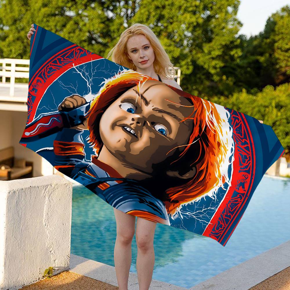 Classic Horror Movies Childs Play Anime Beach Swimming Towel Soft Absorbent Washcloth Children's Gifts For Kids Travel Camping