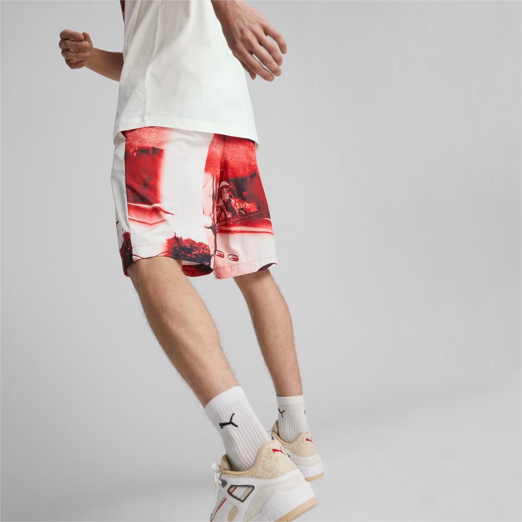 Puma X Ferrari Racing Print Elastic Straight Casual Shorts Unisex Shorts Racing-Red 538104-02