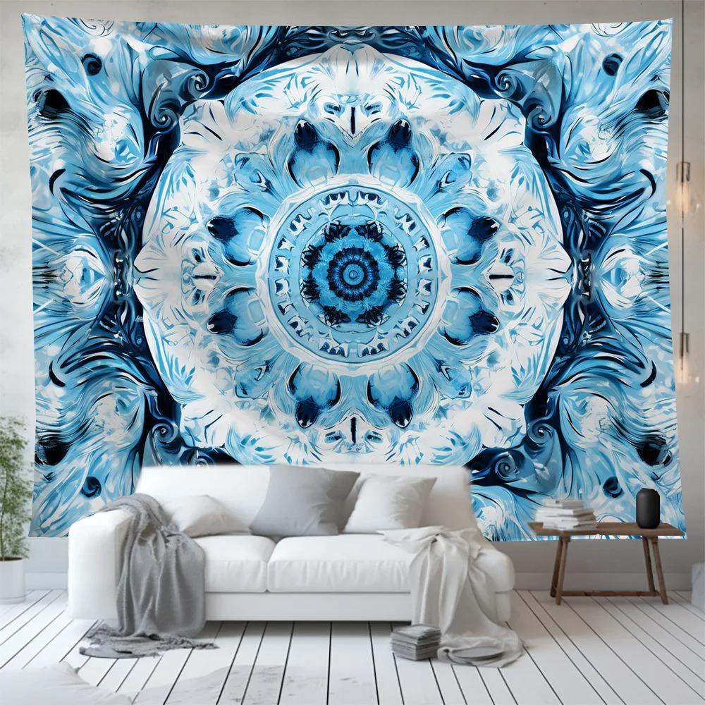 Blue Magic Circle Pattern Decoration Bedroom Living Room Tapestry Home Wall Decoration Tapestry