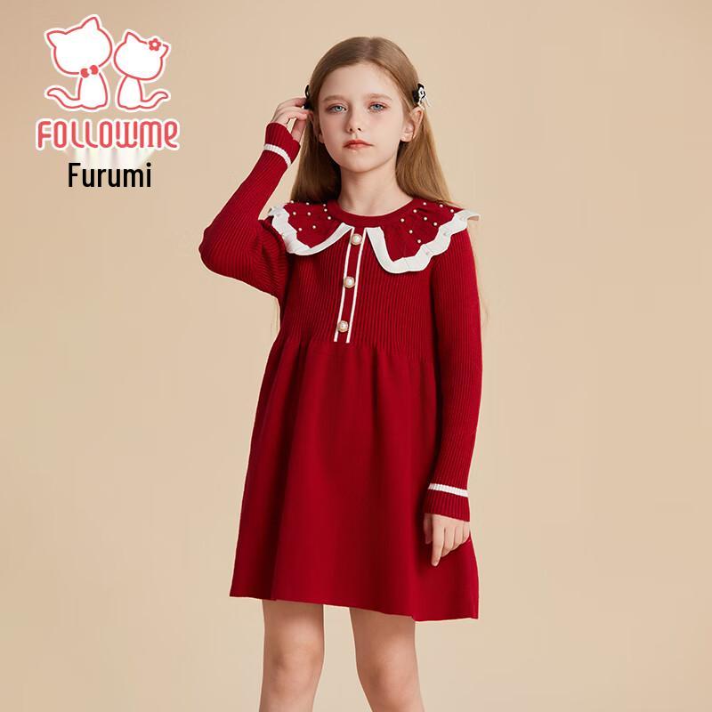 Длинный вязаный свитер-платье для девочек 130