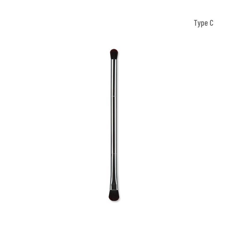 Portable Silver Dual-Ended Eyeshadow, Concealer, Eyeliner & Eyebrow Brush with Soft Bristles